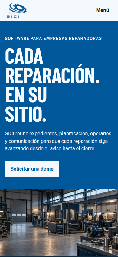 Captura del rediseño de SICI a 390 por 844 píxeles